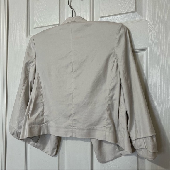 Aritzia Babaton Power Waist Open-Front Linen Cropped Blazer Jacket Beige - Sz 2 - Picture 9 of 15